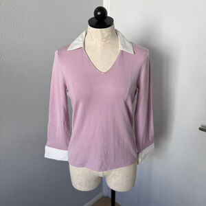 Y2K August Silk Knits Lavender Silk Blend Blouse - Size M
